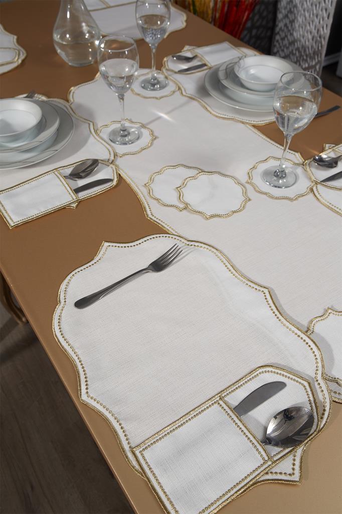 Picture of Damla Keten Nakışlı Amerikan Servis Takımı 19 Parça Gold