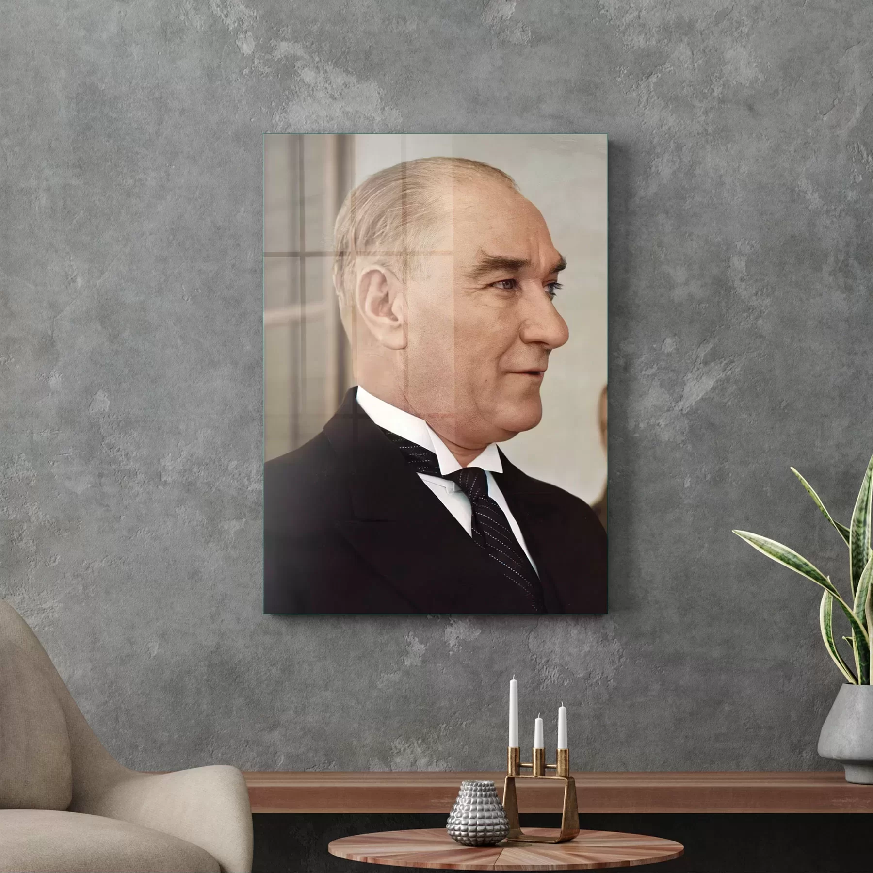 Picture of Decovetro Cam Tablo Atatürk Siyah Takım Elbiseli 70x100 cm