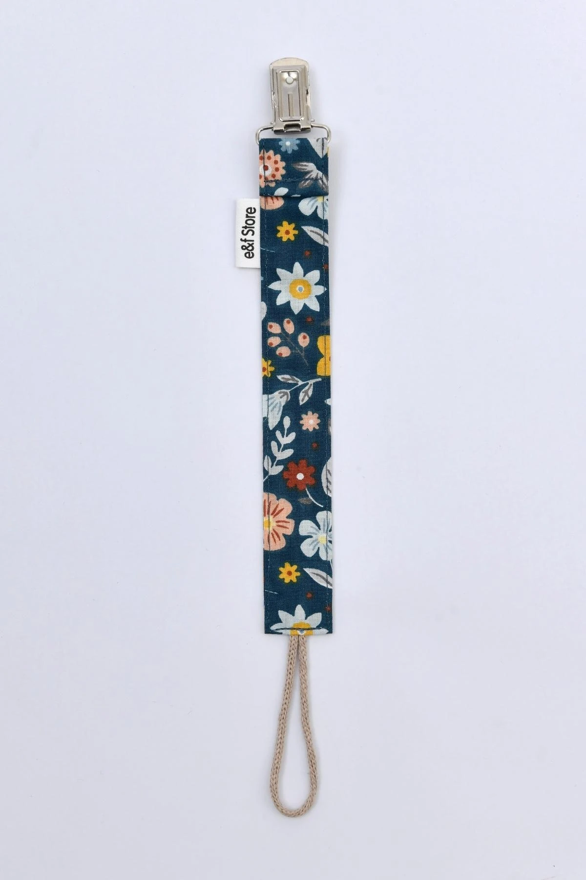 Picture of Pamuk Kumaşlı Emzik Zinciri – Mavi Çiçekli