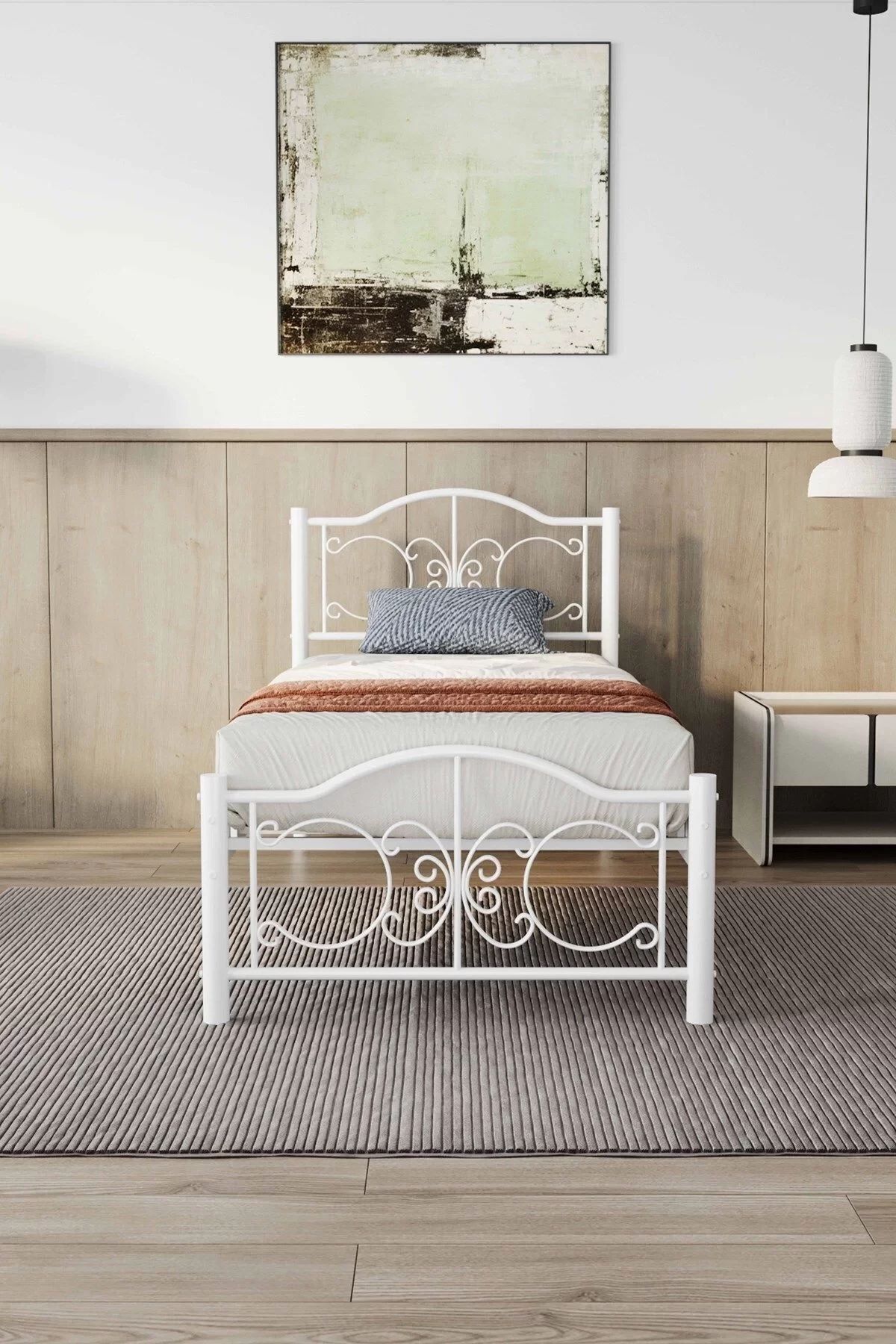 Picture of Pero Tek Kişilik Ferforje Metal Karyola Beyaz