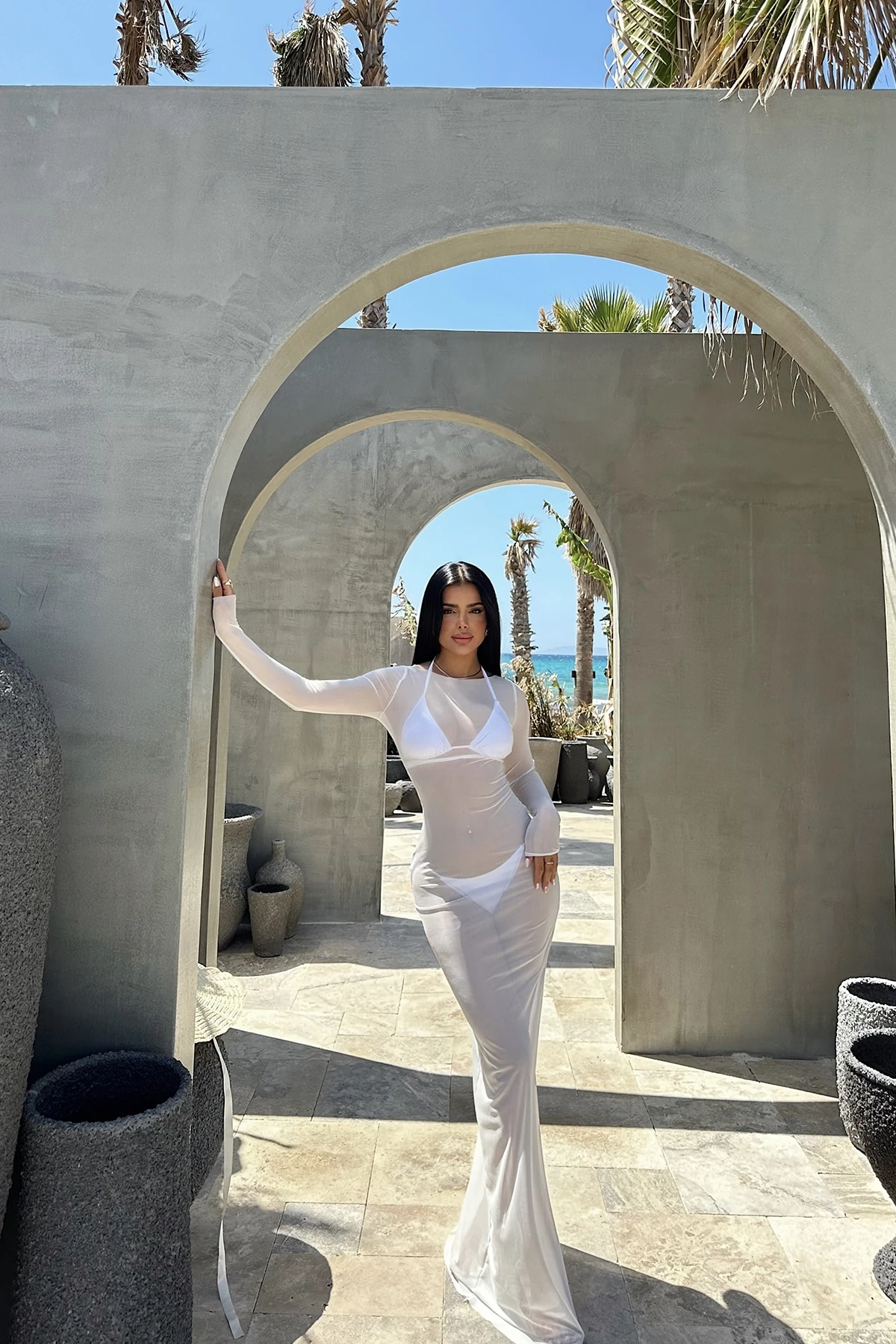 Picture of White Eliza Tulle Beach Dress