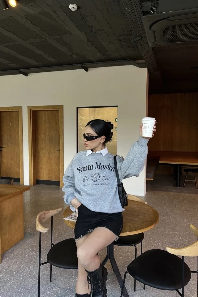 Picture of Gray Santa Monica Printed Sweat