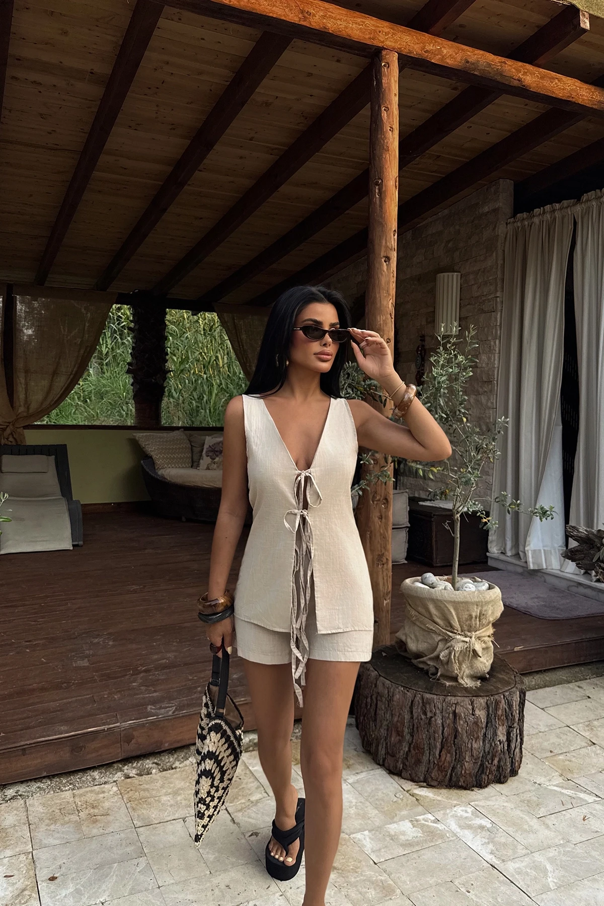 Picture of Beige Luiza Mini Linen Tie Set