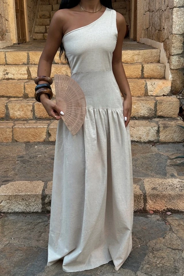 Picture of Cream Basic Long Dress