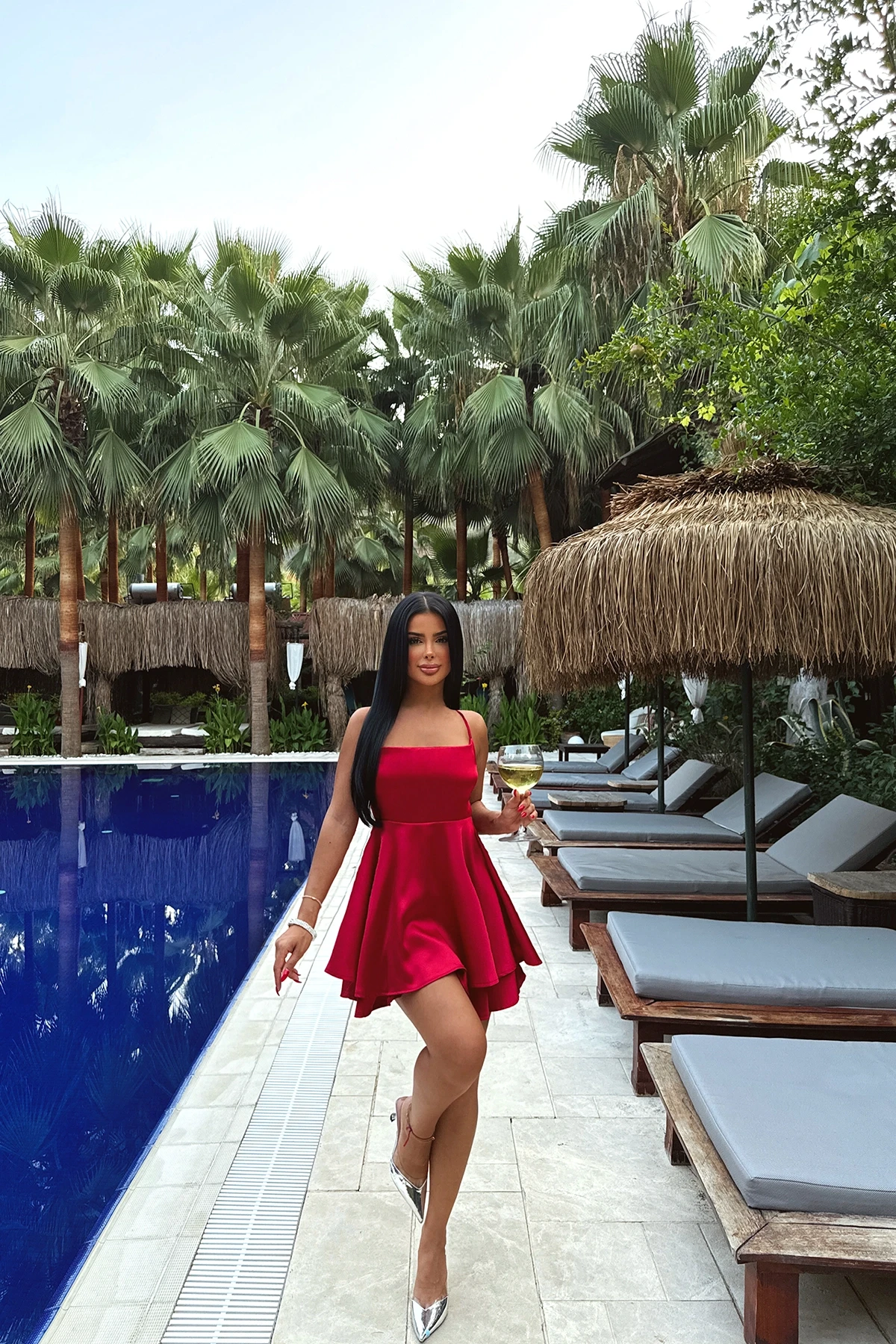 Picture of Red Satin Strap Dress