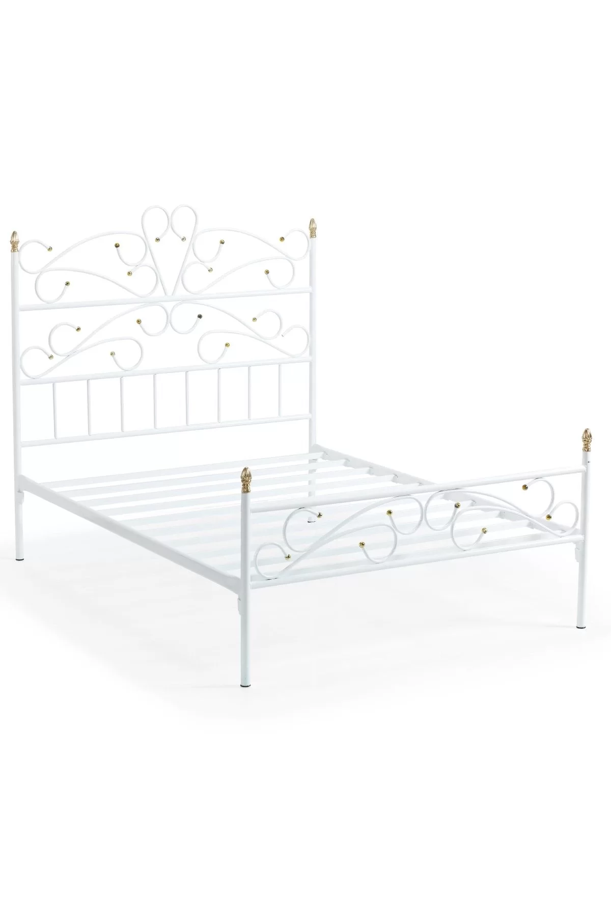 Picture of Bergama Çift Kişilik Başlıklı Yatak Odası Ferforje Metal Karyola 160x200 Ölçülü