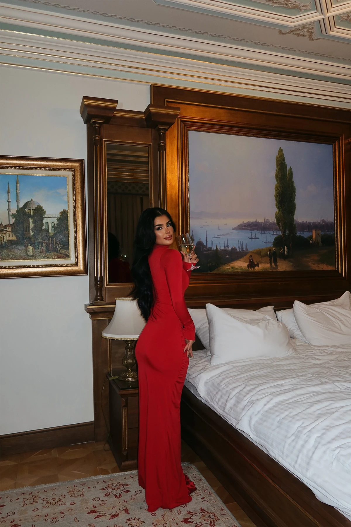 Picture of Red Rose Detail Long Dress