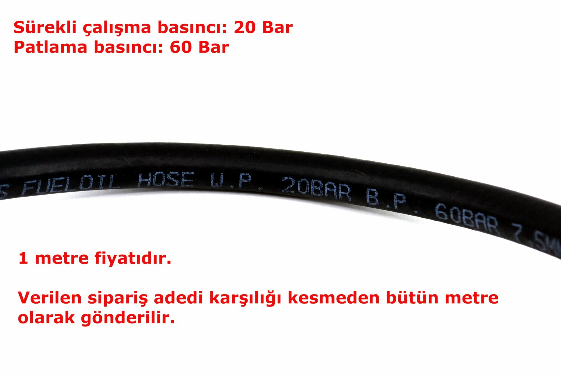 Picture of 3mm Takviyeli Akaryakıt Dizel Benzin Hortumu Siyah