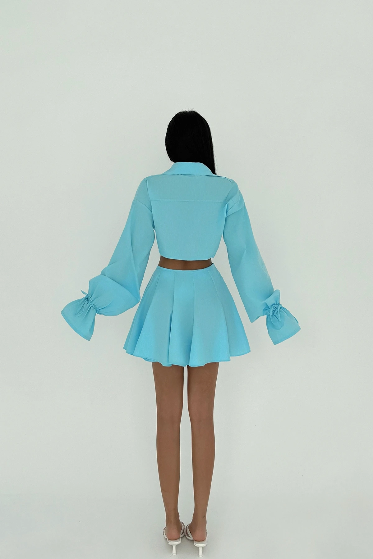 Picture of Blue Jila Mini Skirt Top Shirt Set