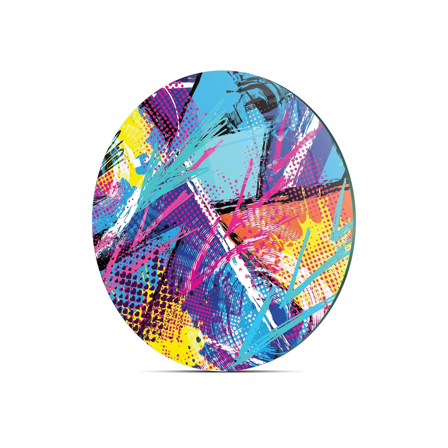 Picture of Decovetro Cam Kesme Tahtası ve Sunumluk Yuvarlak Karışık Renkli 30x30 Cm