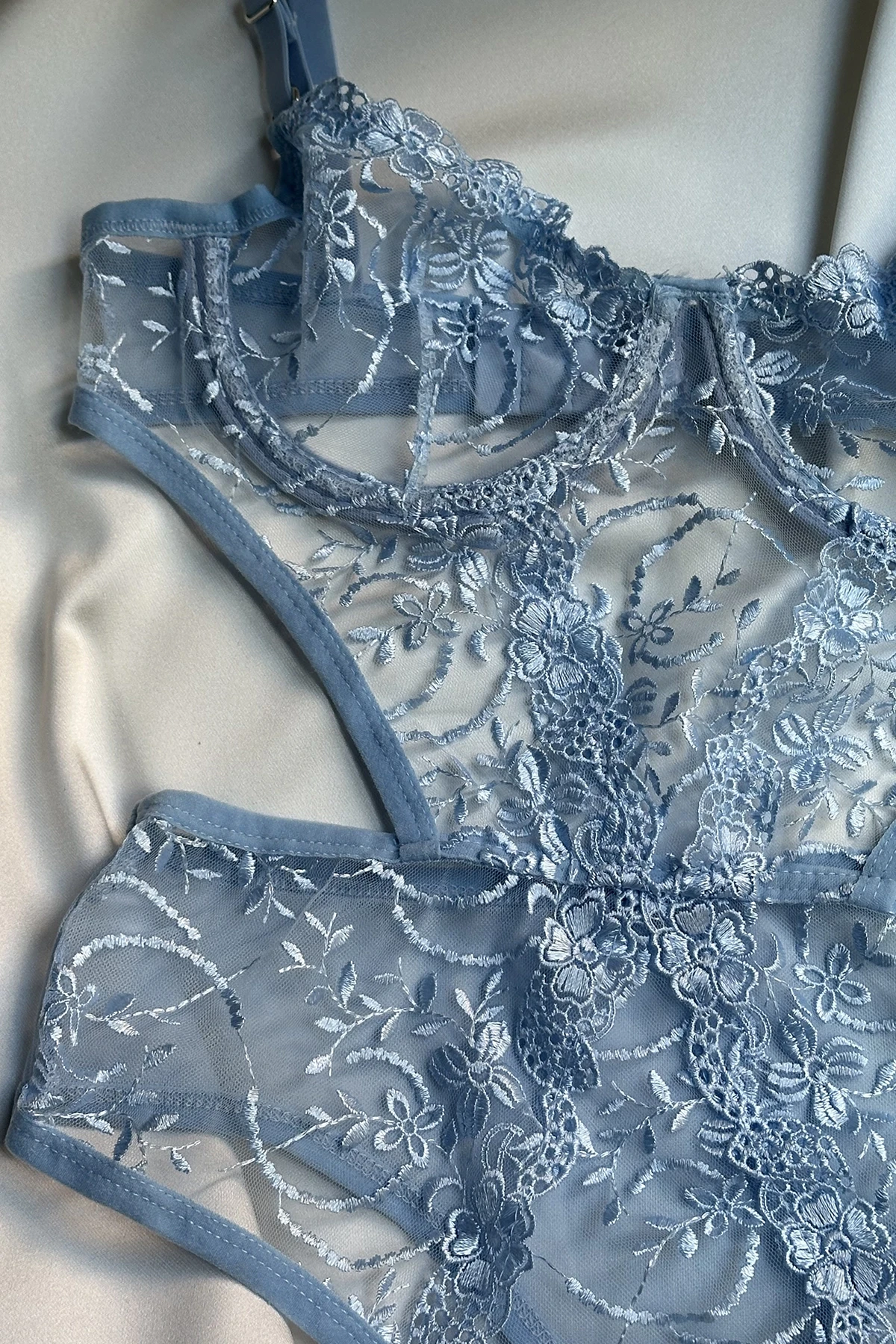 Picture of Blue Lace Detail Bodysuit