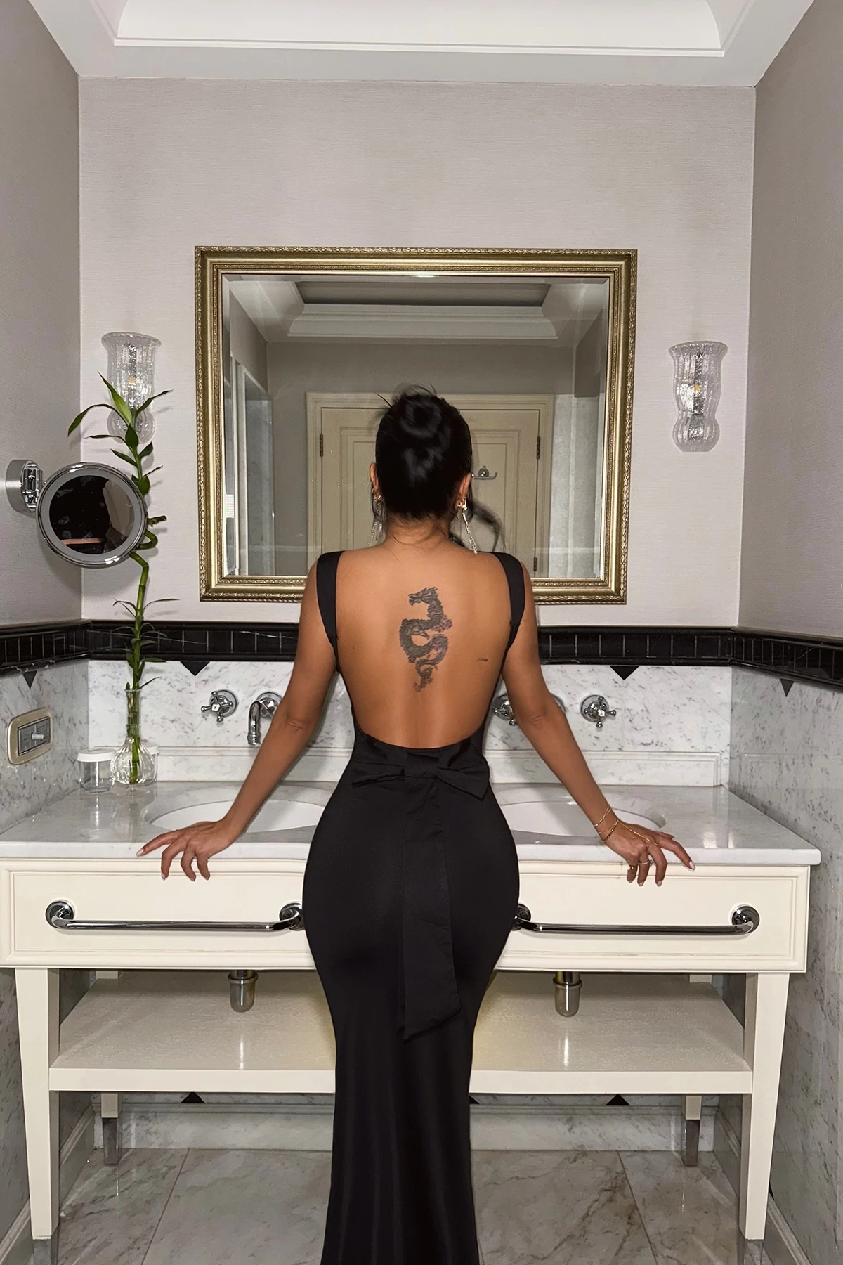 Picture of Black Bow Detail Long Dress