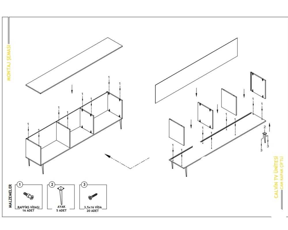 Picture of Telli 2 Kapaklı TV Ünitesi 180 cm