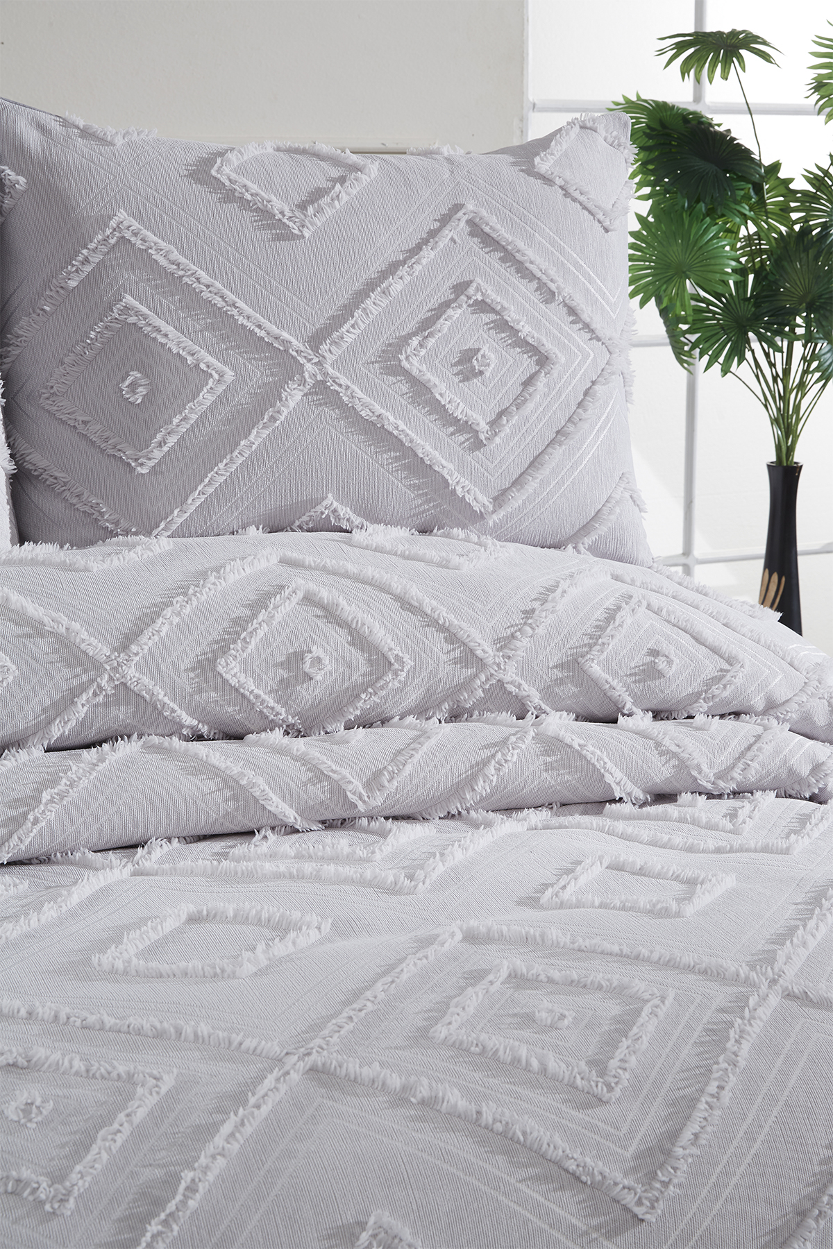 Picture of Çeyiz Diyarı Samira 2 Parça Tek Kişilik Pike Takımı Gri