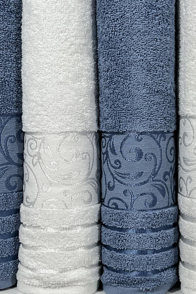 Picture of Deren Hamam Takımı 4 Parça Krem - Mavi