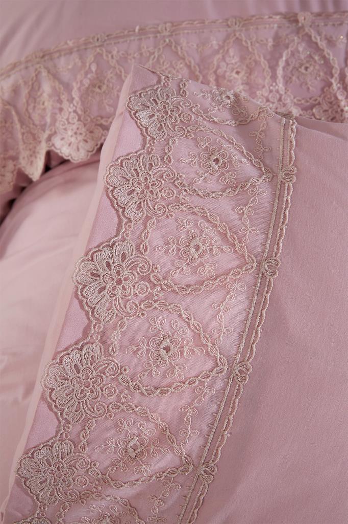 Picture of Fransız Dantelli Nadire Çeyizlik Nevresim Takımı Pudra