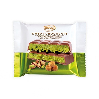 Picture of PISTACHIO KADAYIF FILLED MILK CHOCOLATE 100g (FLOWPACK)