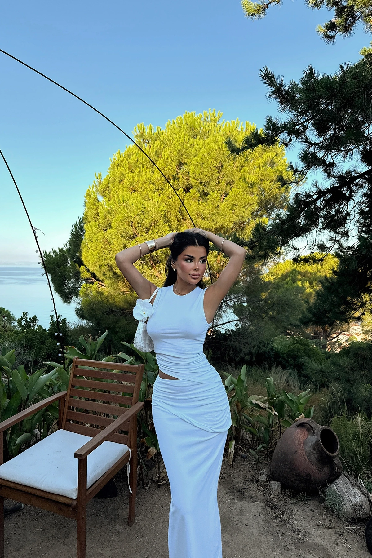 Picture of White Gathered Basic Suit