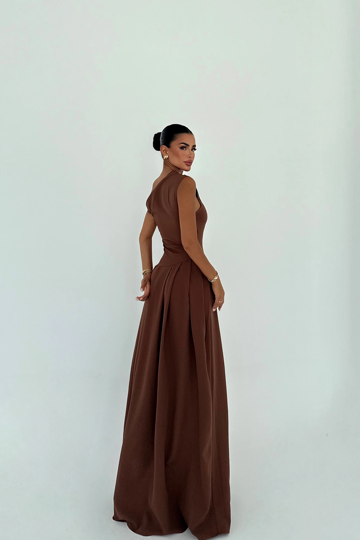 Picture of Brown Bimala Boat Neck Dress