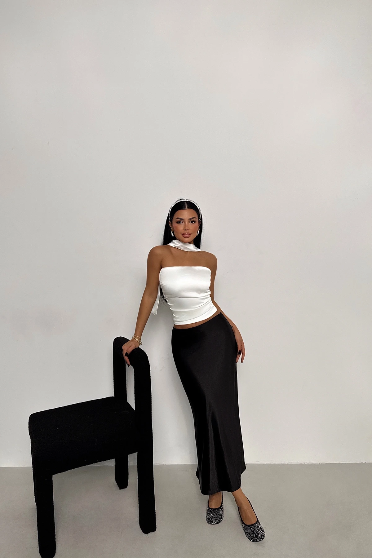 Picture of White Satin Crop Top