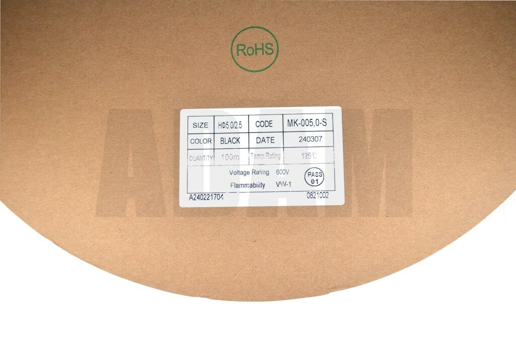 Picture of 100 Metre 5mm Siyah Isı İle Daralan Makaron Isıyla MT-M5S