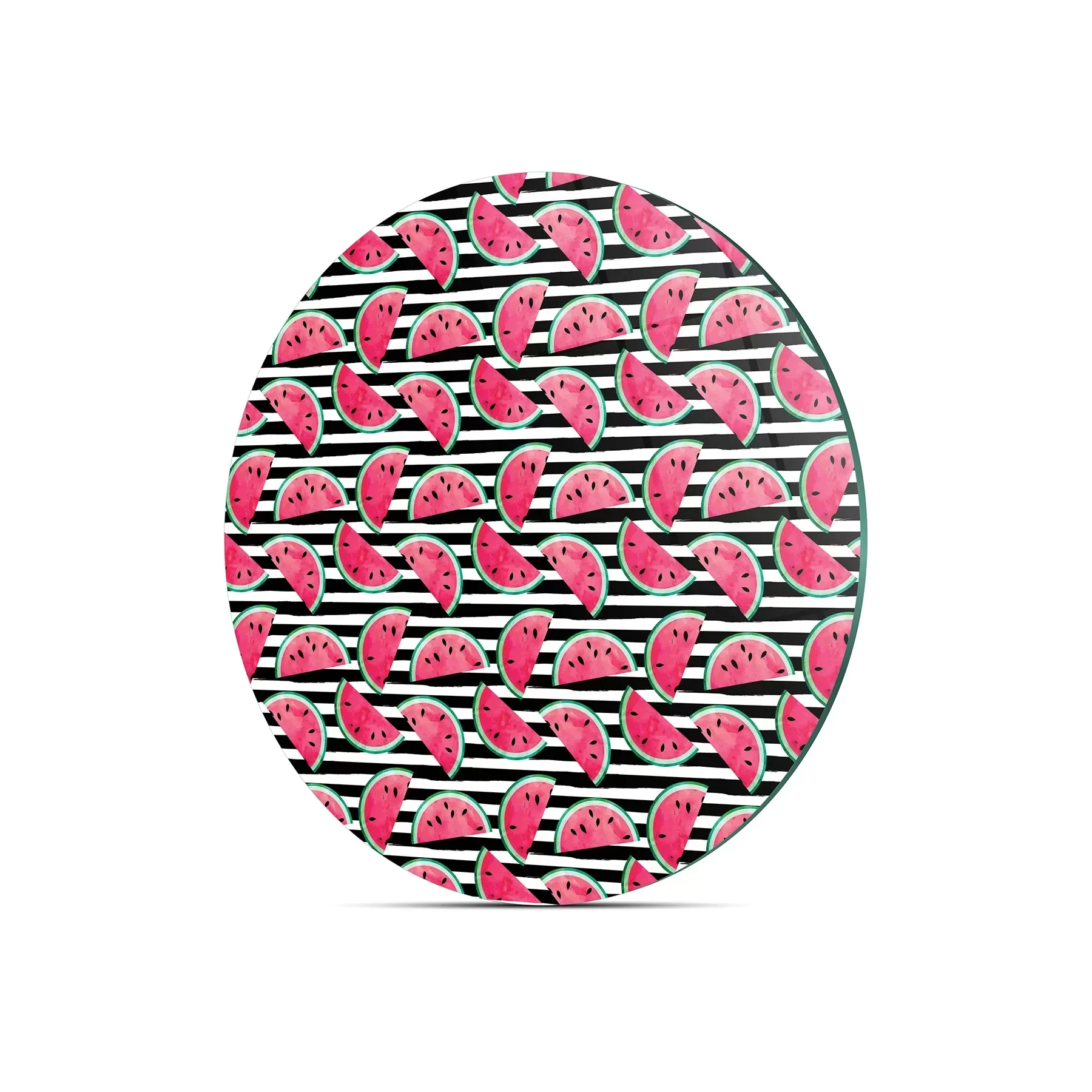 Picture of Decovetro Cam Kesme Tahtası ve Sunumluk Yuvarlak Karpuz Desenli 30x30 Cm