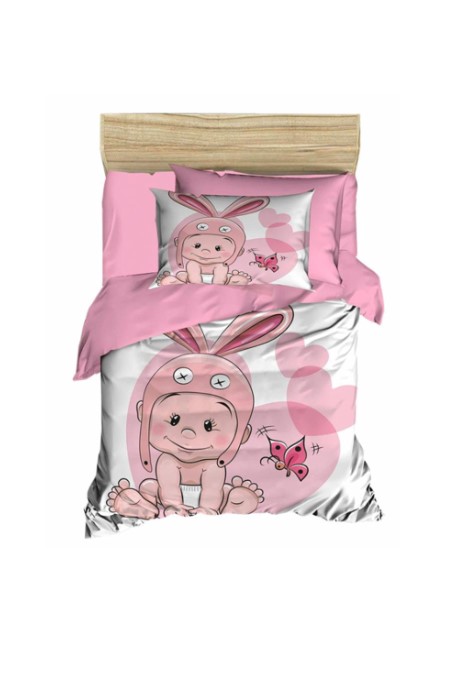 Picture of Dijital Baskılı 3d Bebek Nevresim Takımı Rabbit Baby Pembe