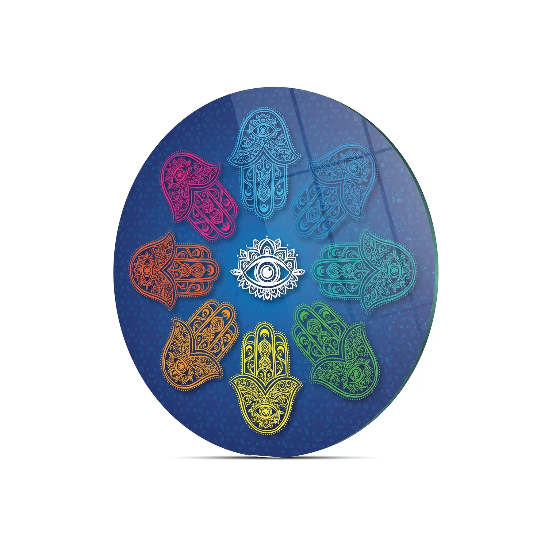 Picture of Decovetro Cam Kesme Tahtası ve Sunumluk Yuvarlak Fatma Ana Eli Desenli 30x30 Cm