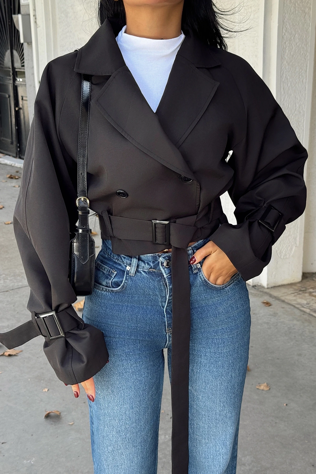 Picture of Black Double Breasted Collar Jacket