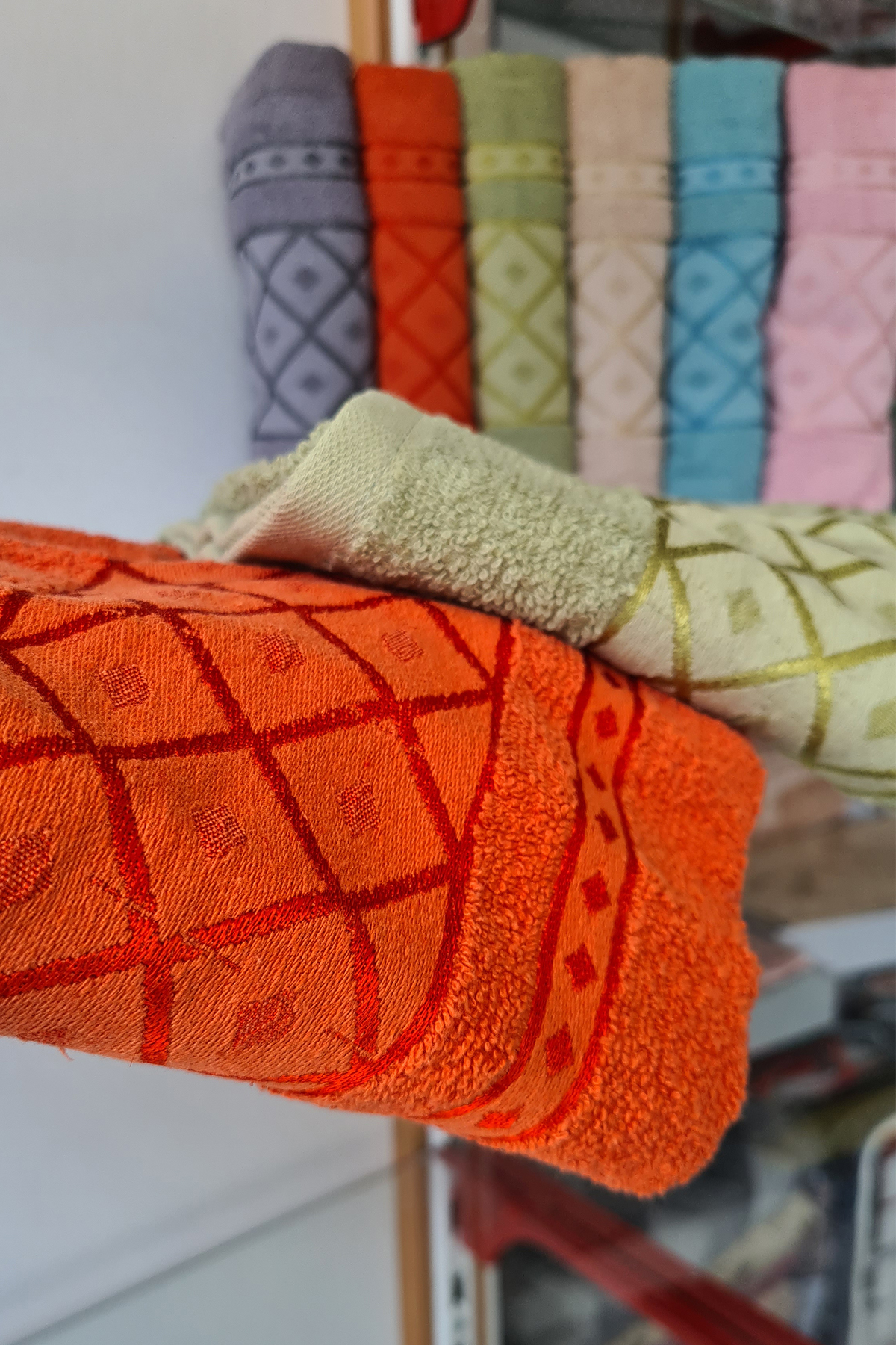 Picture of Baklava Desenli Jakarlı 6 lı El Yüz Havlu Takımı