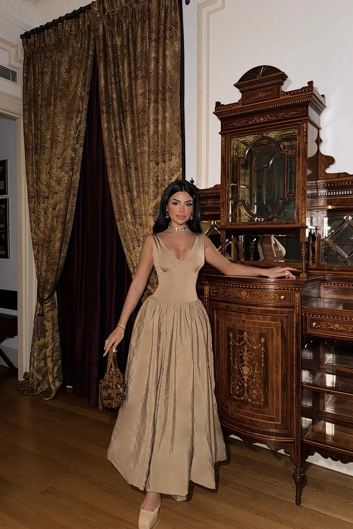 Picture of Cream Amolika Long Balloon Dress