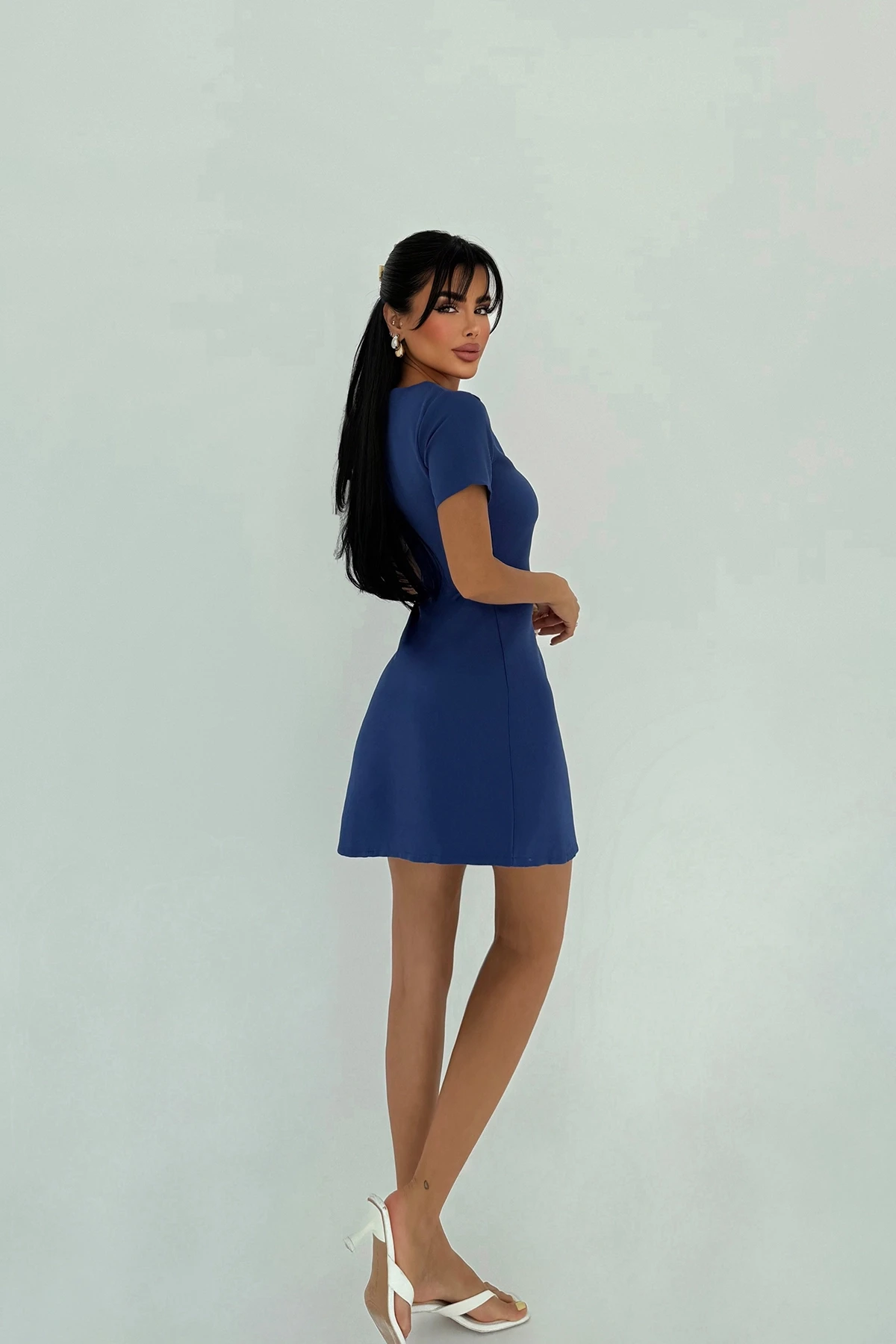 Picture of Navy Blue Deserae Mini Bow Dress