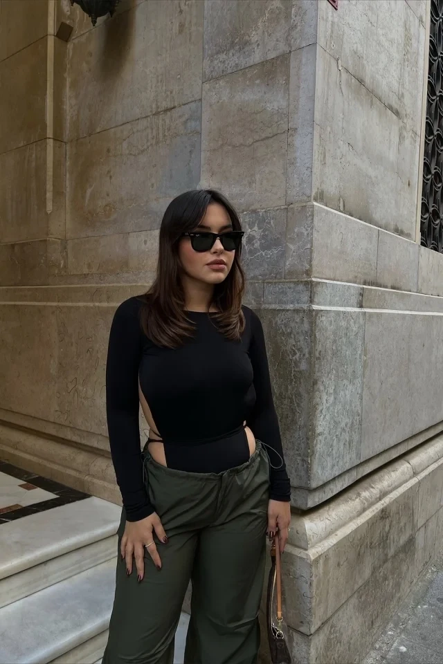 Picture of Black Tie-Up Bodysuit