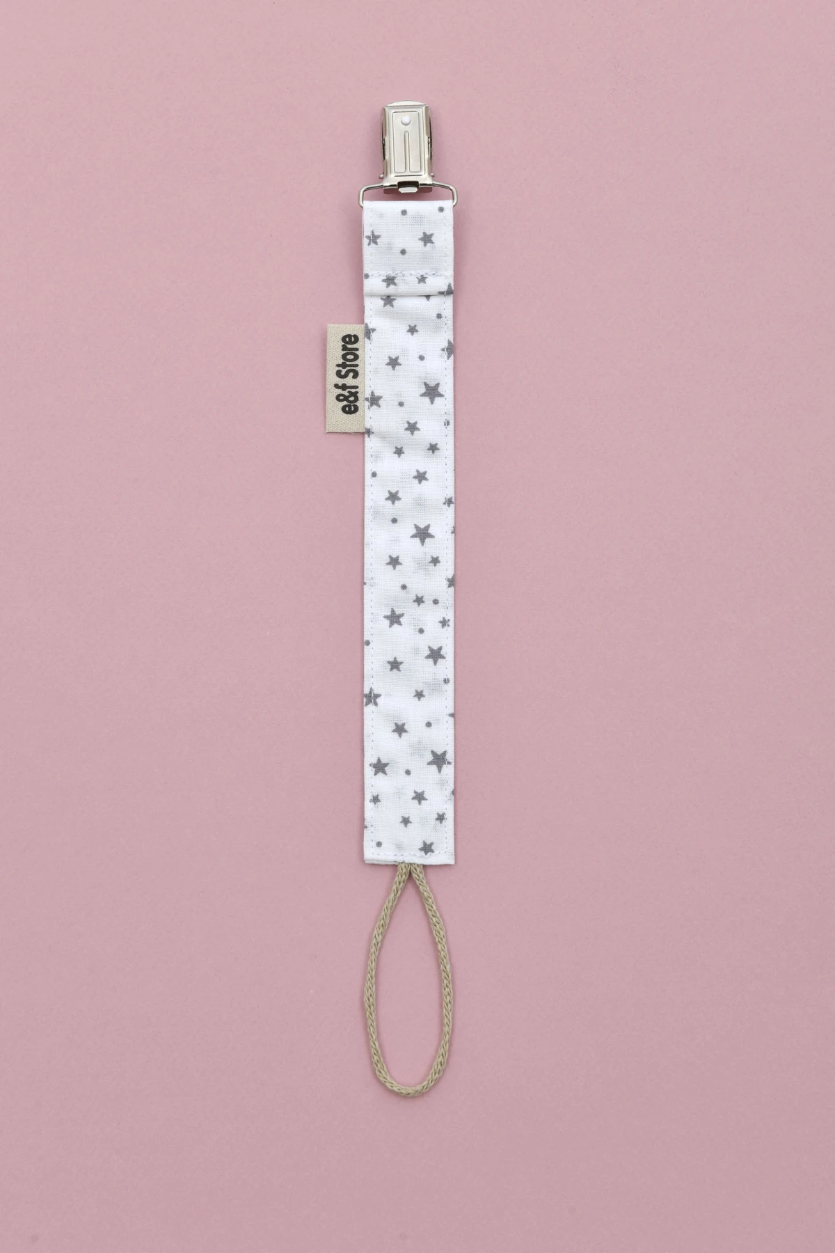 Picture of İkinci Şans - Pamuk Kumaşlı Emzik Zinciri – Yıldız Beyaz