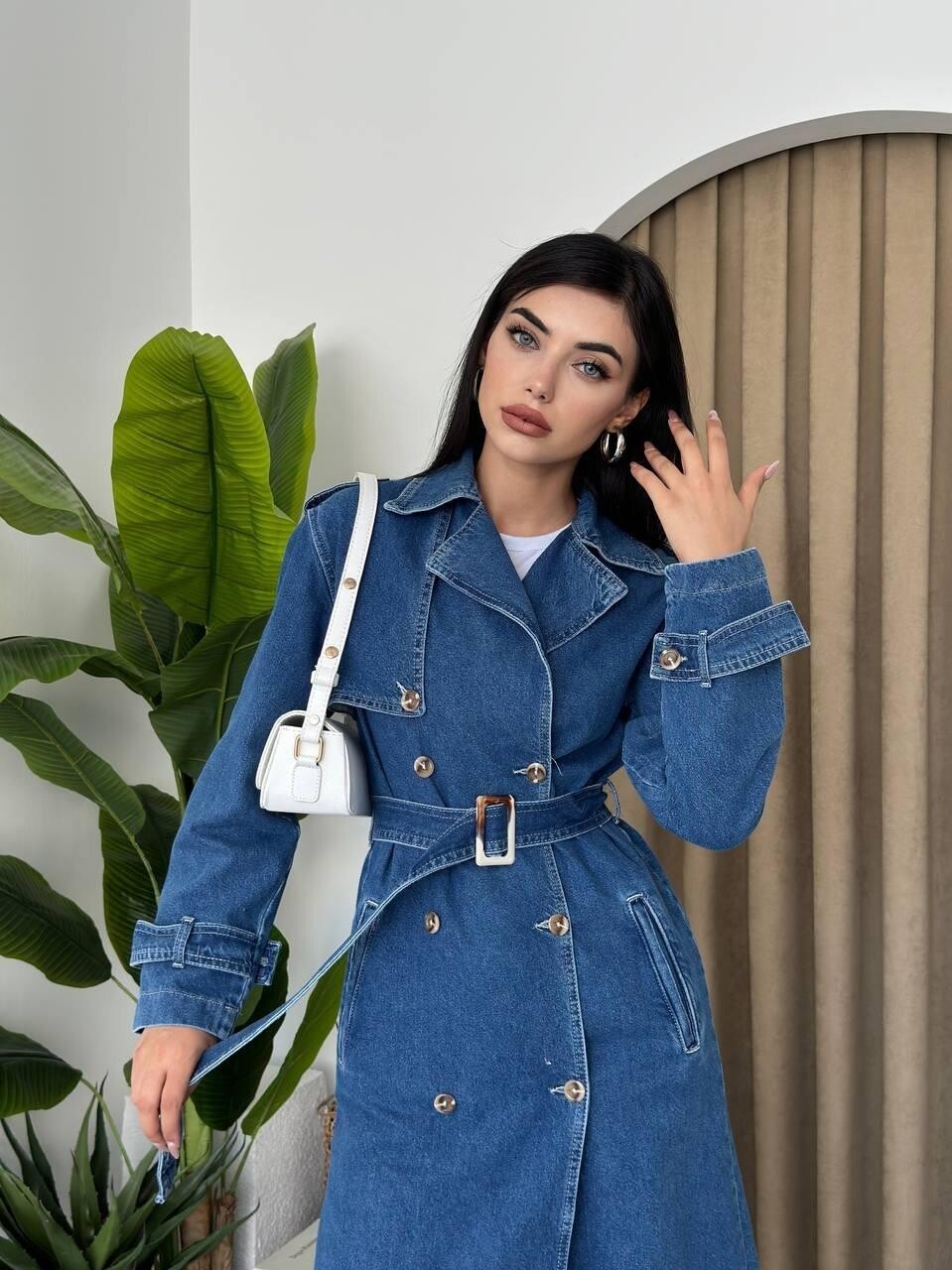 Picture of İndia Kemerli Uzun Kot Ceket