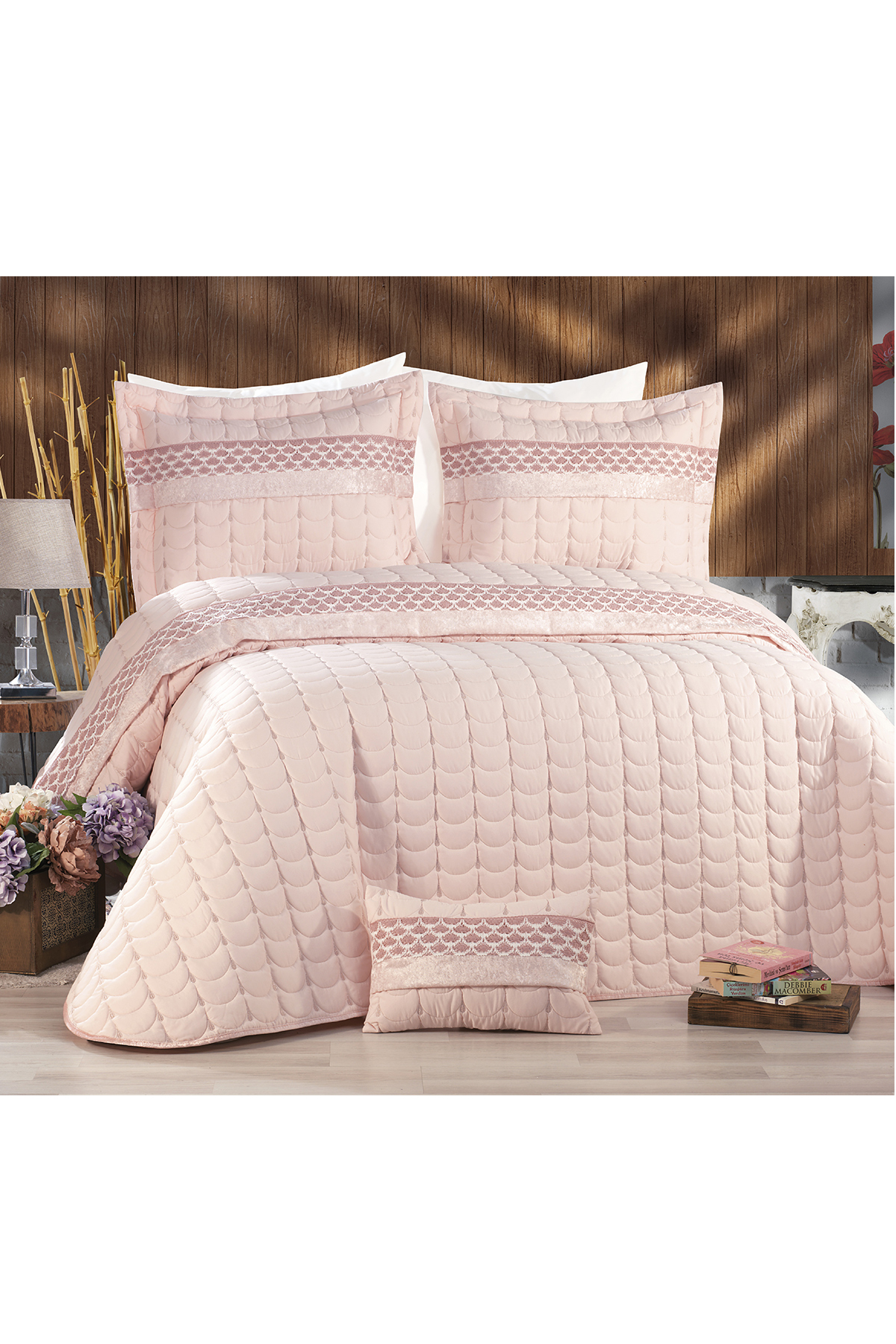 Picture of Colors Micro Çift Kişilik Yatak Örtüsü Pudra