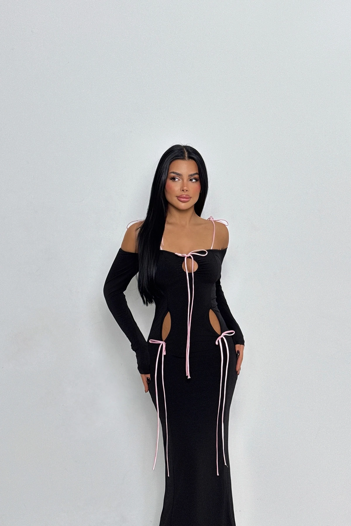 Picture of Black Tie-Up Long Dress