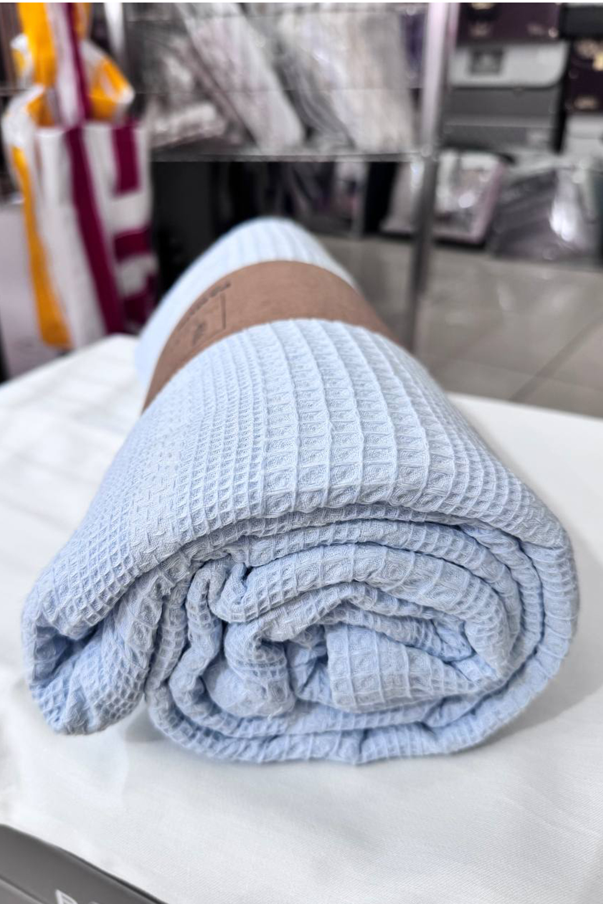 Picture of Çeyiz Diyarı Çift Kişilik Yazlık Pamuklu Tek Pike Mavi