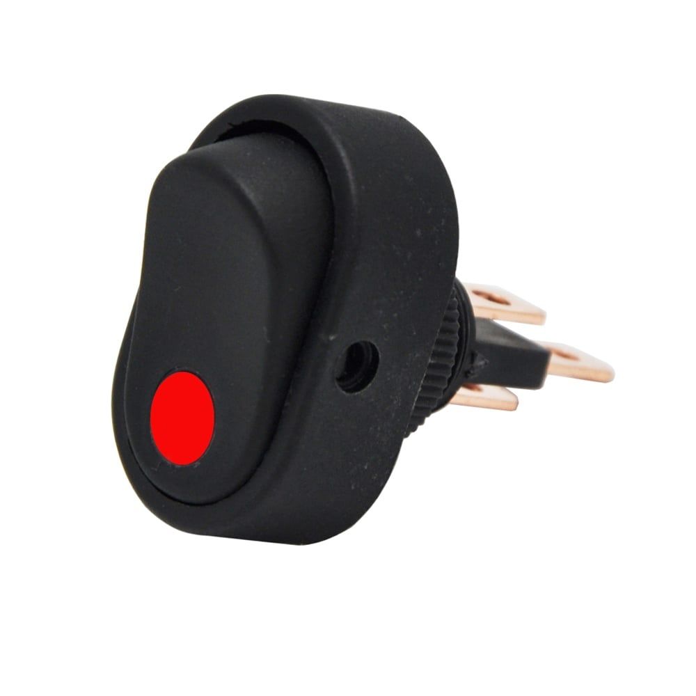 Picture of Oval Üniversal Elektrik Anahtarı 1-0 Kırmızı Ledli Rocker 3 Fişli MT-ANK35