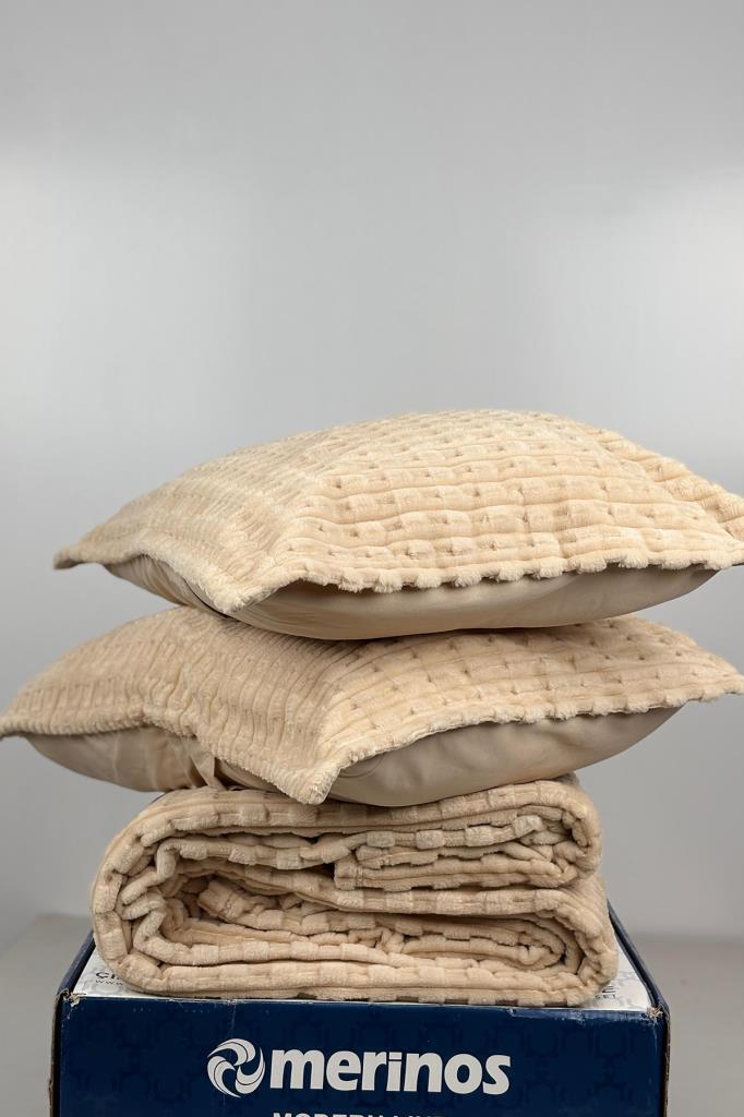 Picture of Merinos Twist Tek Kişilik Battaniye Seti Cappucino