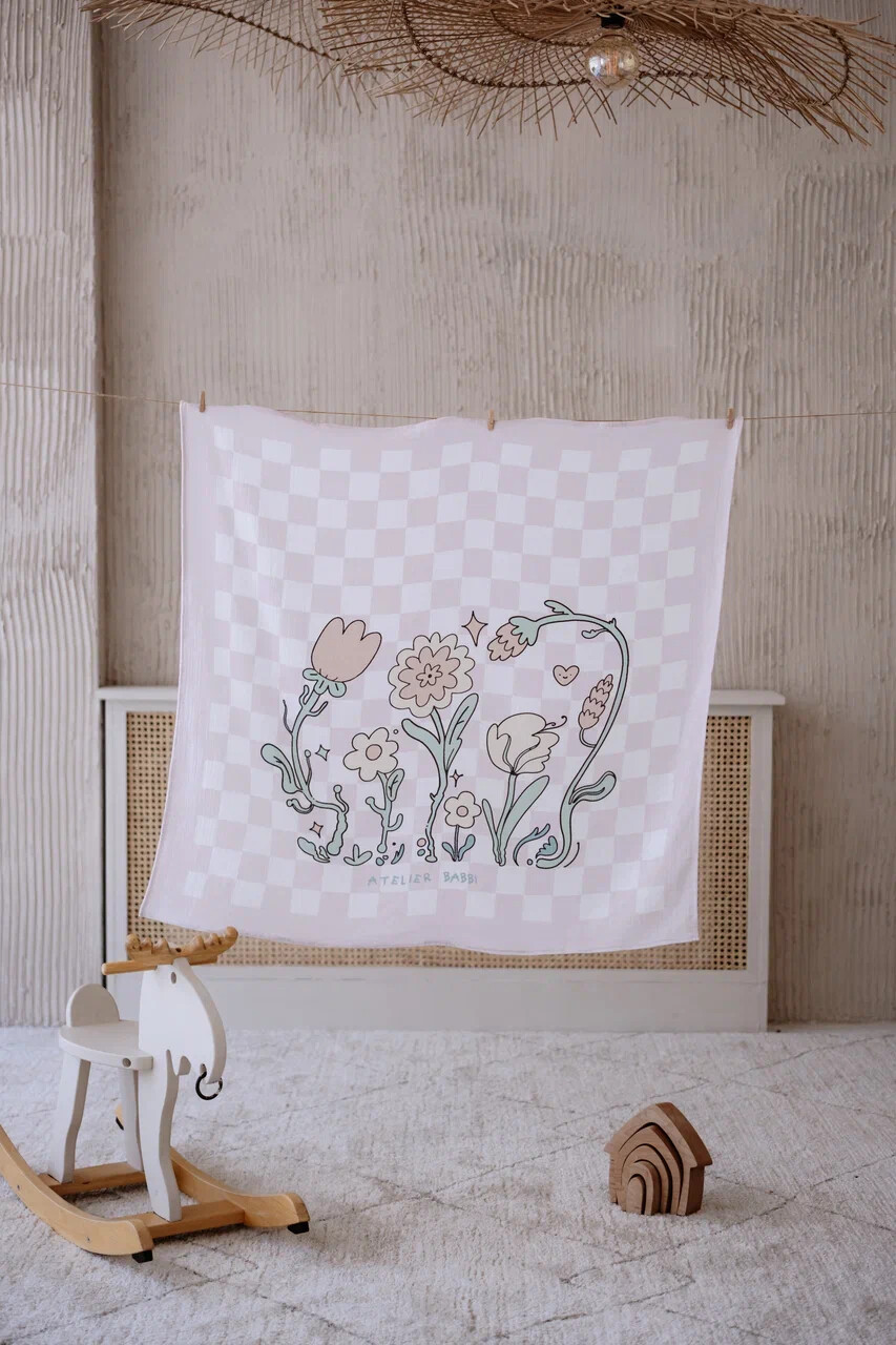 Picture of Çift Katlı Müslin Bebek Örtüsü - Dama