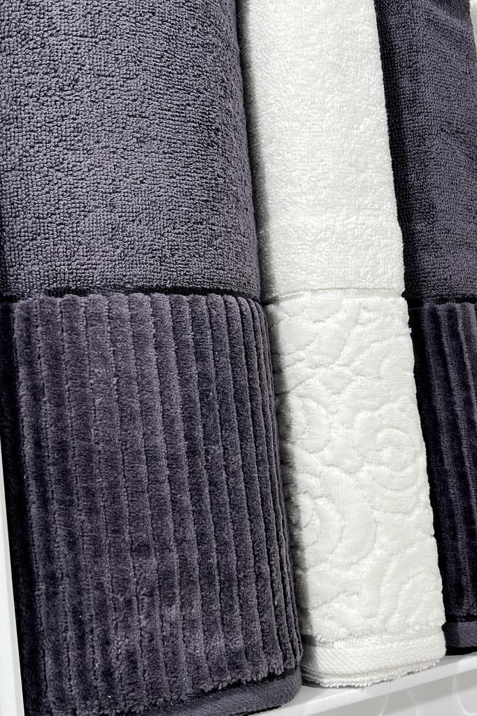 Picture of Sevgi Hamam Takımı 4 Parça Krem - Antrasit