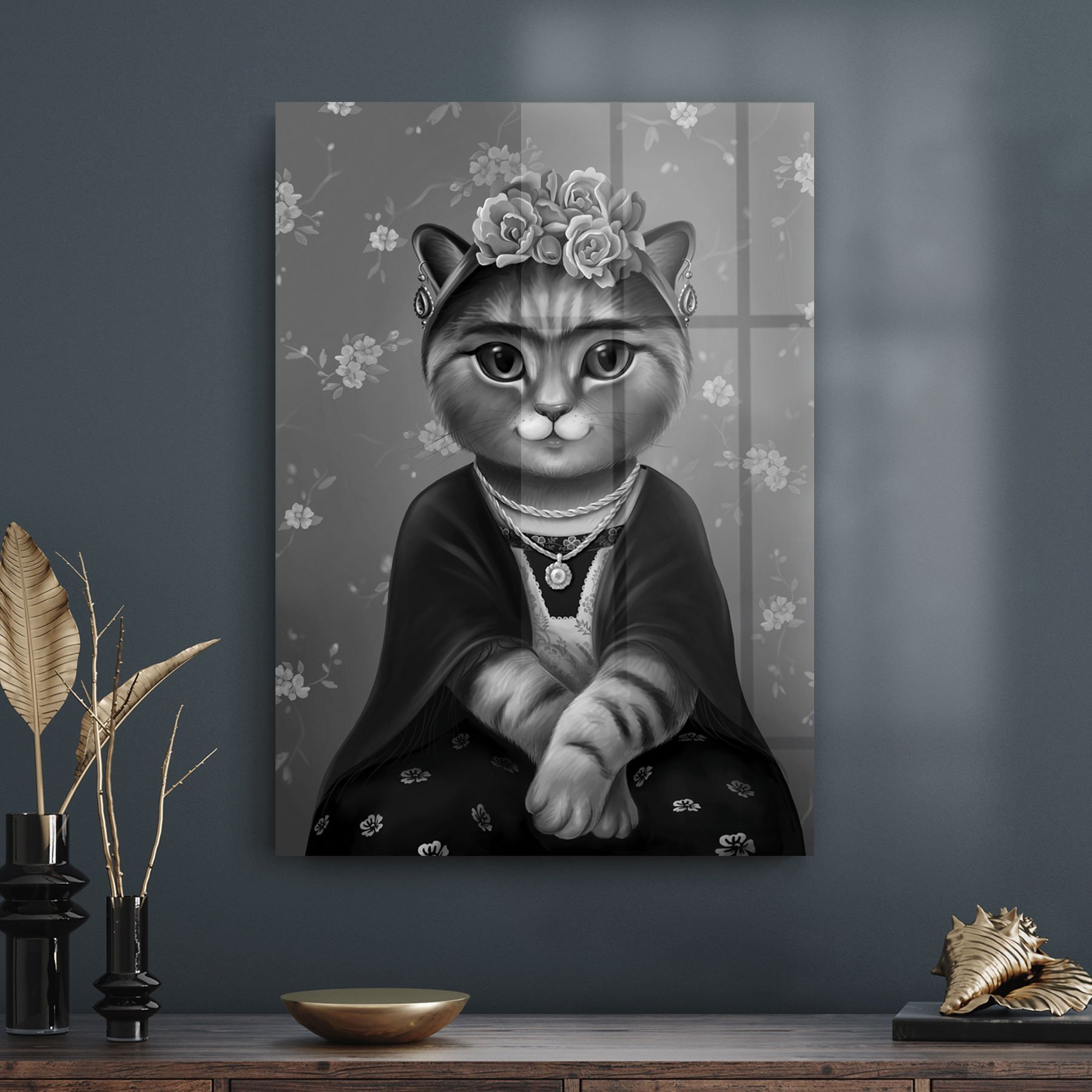 Picture of Decovetro Cam Tablo Kedi Frida 30x40 cm