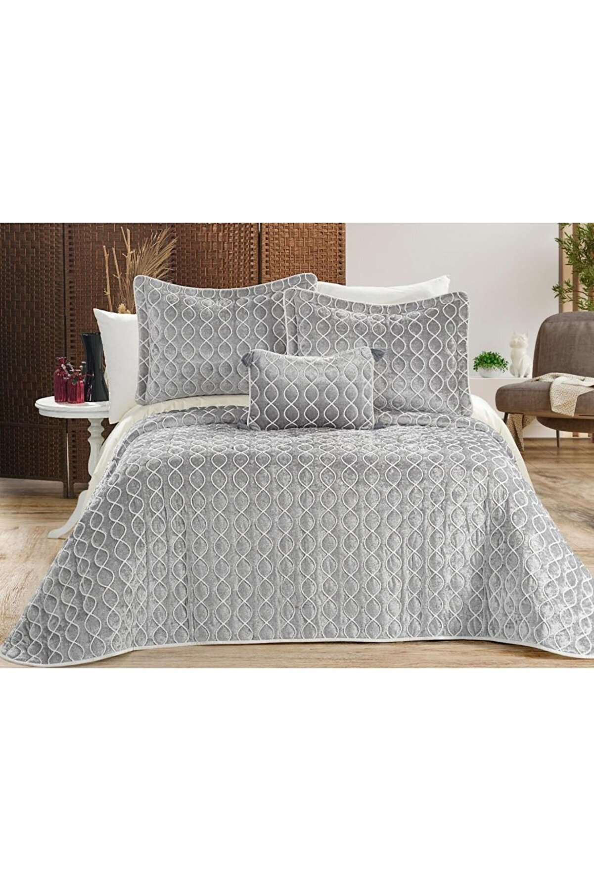 Picture of Brillance Çift Kişilik Yatak Örtüsü Gri