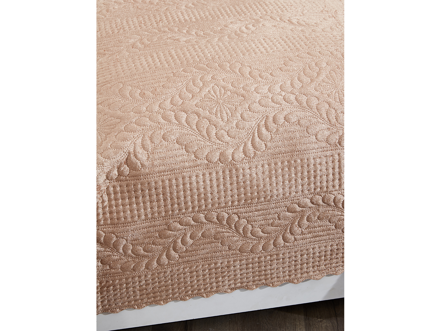 Picture of Velica Tek Kişilik Kadife Yatak Örtüsü Cappucino