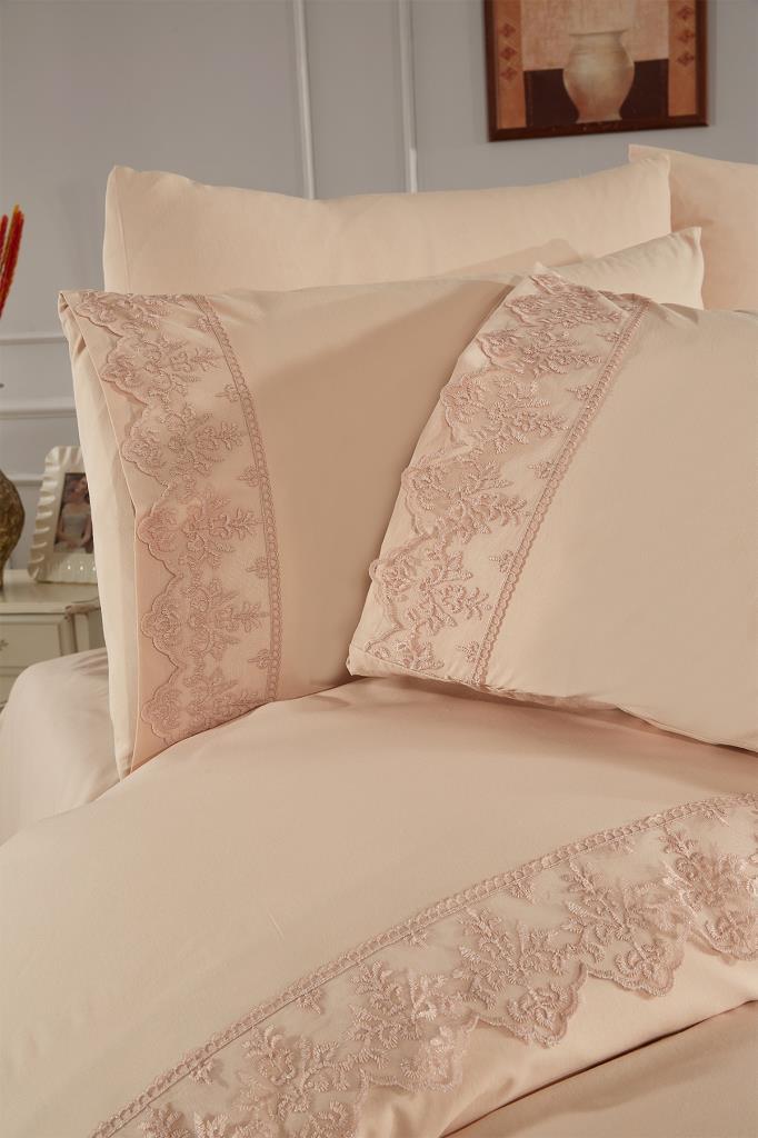 Picture of Fransız Dantelli Sara Çeyizlik Nevresim Takımı Cappucino