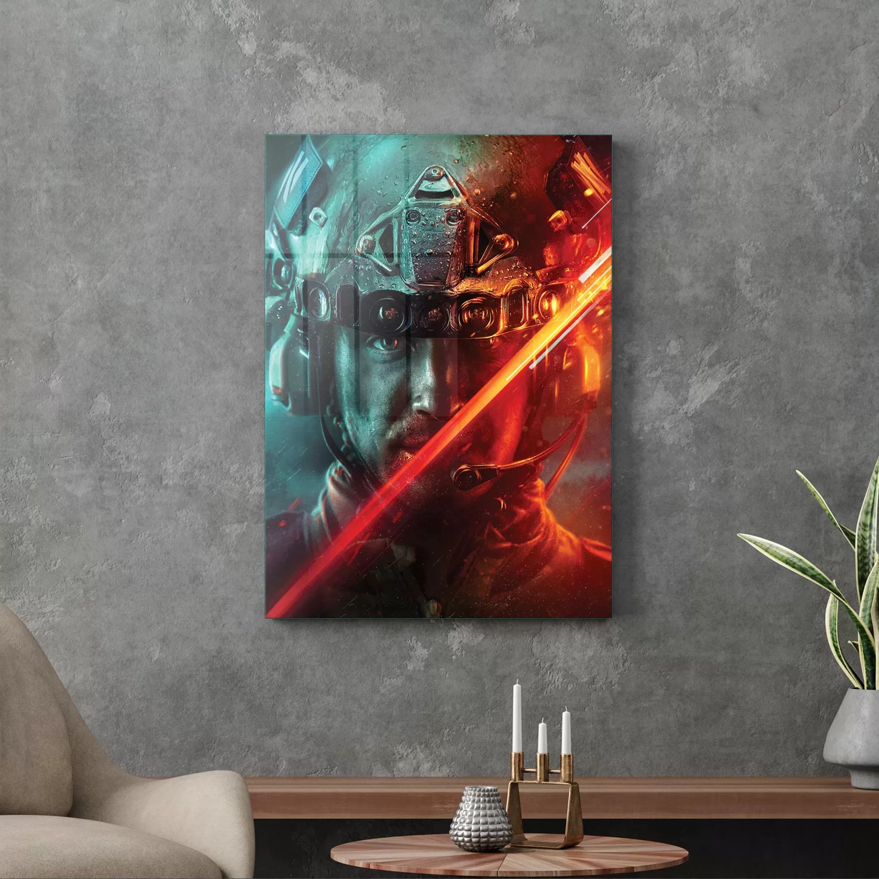 Picture of Decovetro Cam Tablo Battlefield Soldier Red 70x100 cm