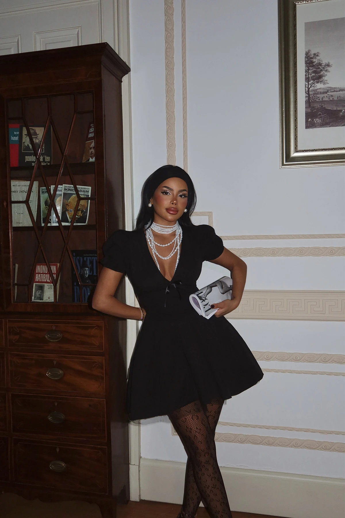 Picture of Black Front Tie Mini Dress