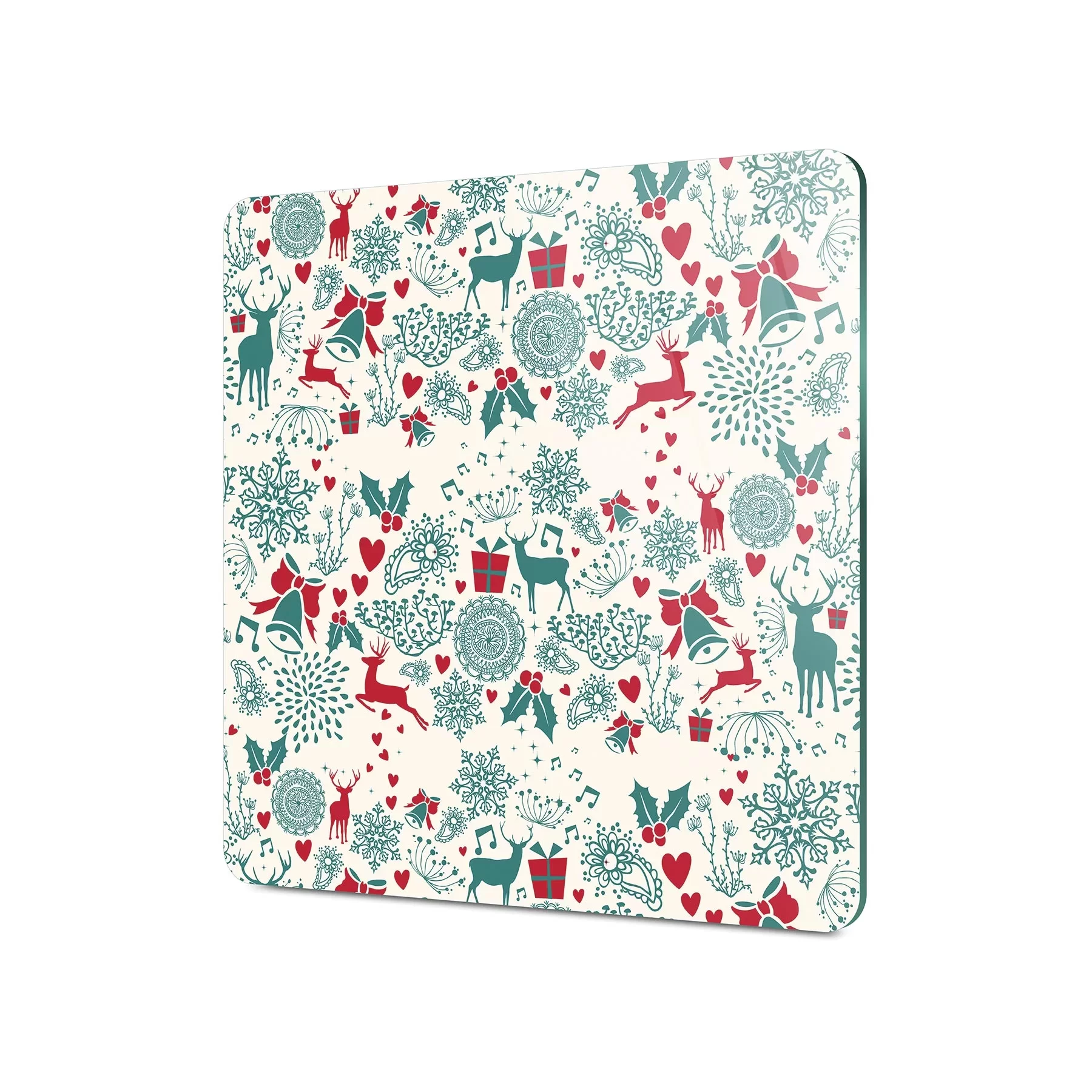 Picture of Decovetro Cam Kesme Tahtası ve Sunumluk Kare Yılbaşı Özel Deseni 30x30 Cm