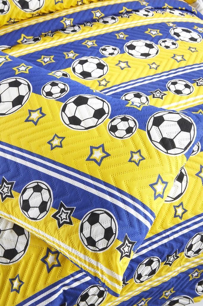 Picture of Ultrasonik Kapitoneli Şampiyon Tek Kişilik Yatak Örtüsü Sarı Lacivert